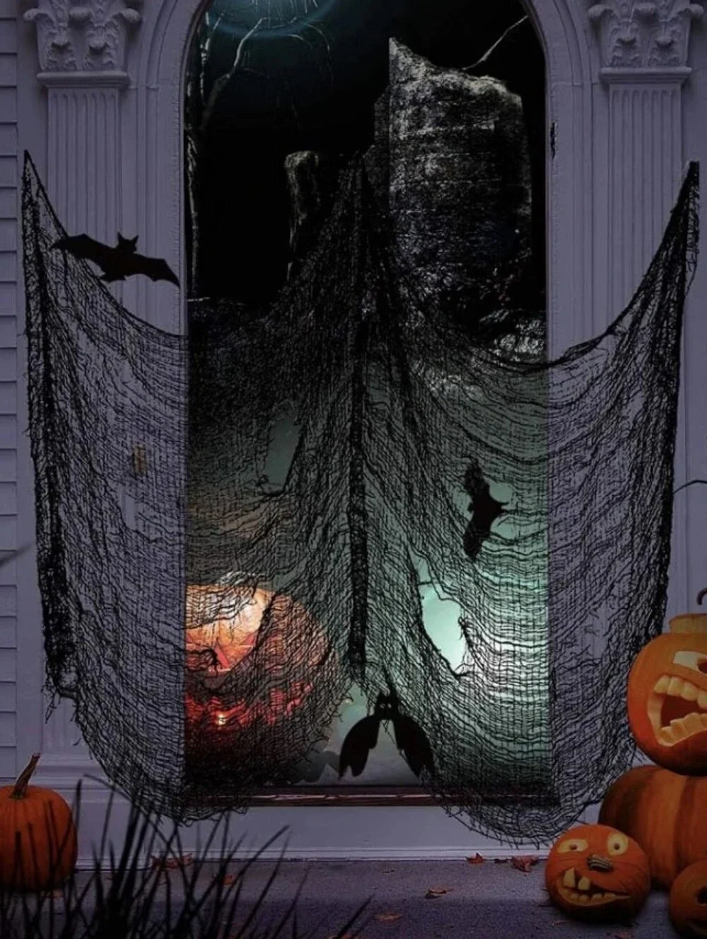 4PACK Spooky Black Creepy Cloth 30 x 72 Inch Halloween Black Creepy Cloth Decor